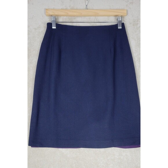 Vintage Herman Geist Womens Skirt Classic Blend Dark Blue Purple Inside Size 8 - Picture 1 of 10